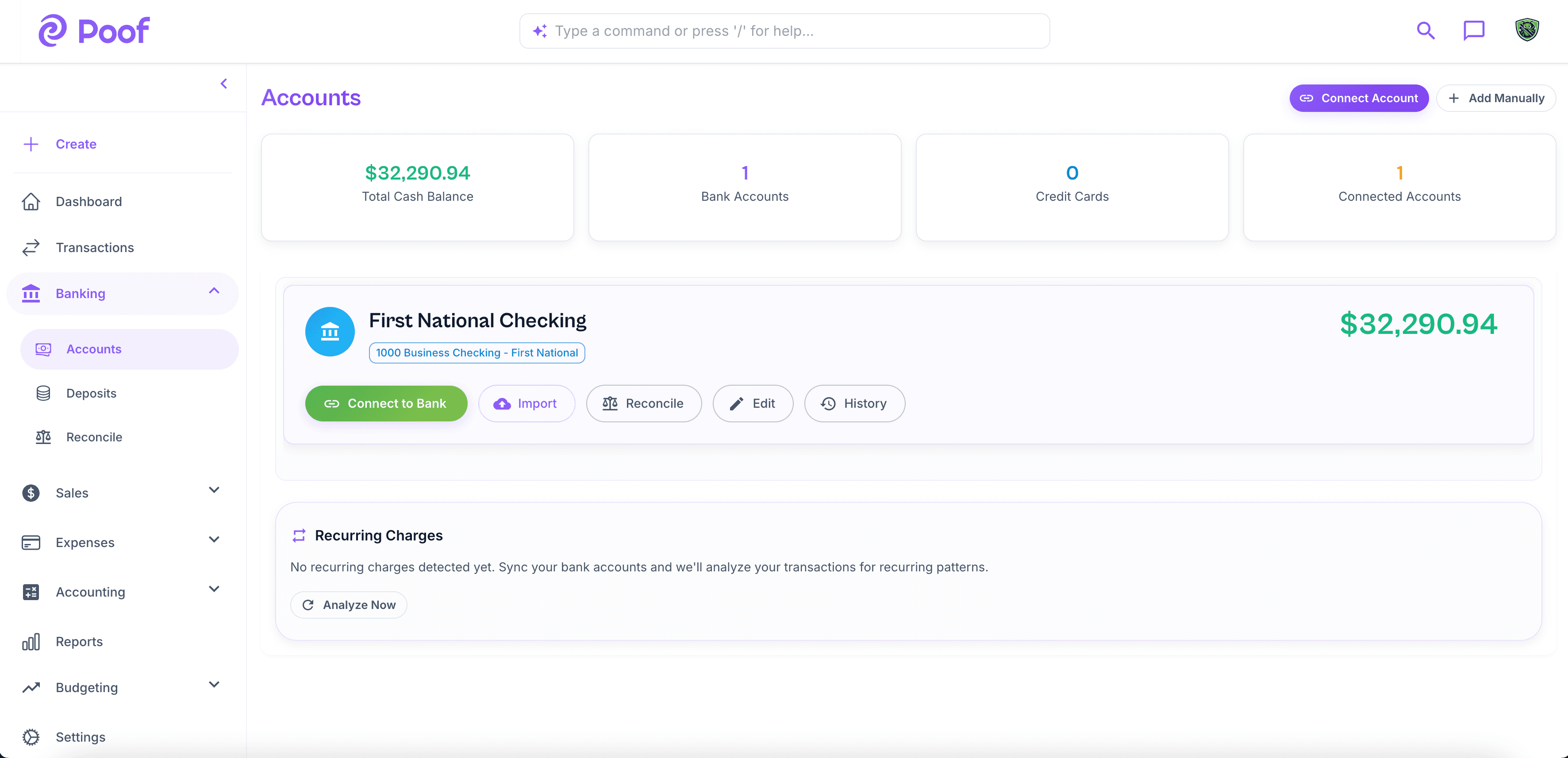 Connected bank accounts overview